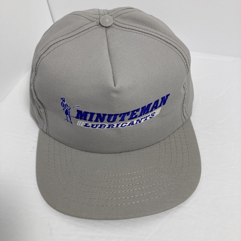 Minuteman Lubricants Gray w/Blue Lettering Trucker Hat/Cap Adjustable Snapback